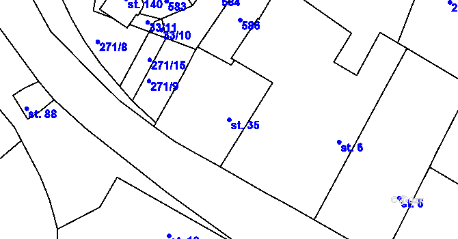 Parcela st. 35 v KÚ Loukonosy, Katastrální mapa