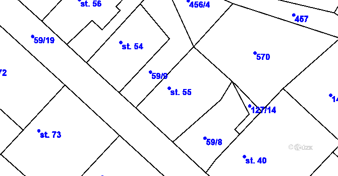 Parcela st. 55 v KÚ Loukonosy, Katastrální mapa