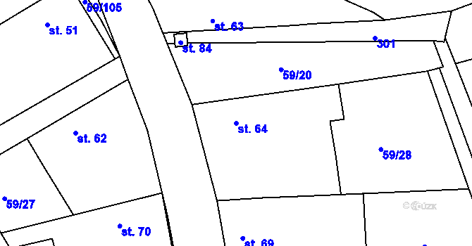 Parcela st. 64 v KÚ Loukonosy, Katastrální mapa