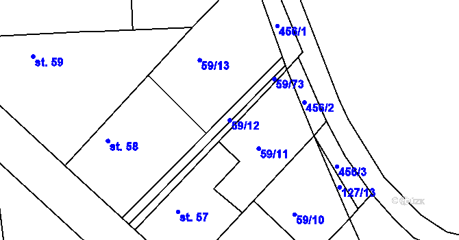 Parcela st. 59/12 v KÚ Loukonosy, Katastrální mapa