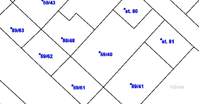 Parcela st. 59/40 v KÚ Loukonosy, Katastrální mapa