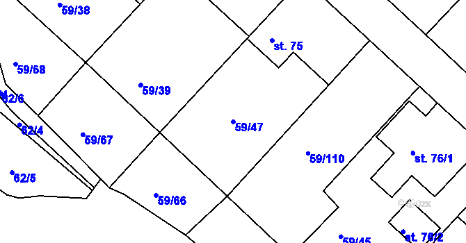 Parcela st. 59/47 v KÚ Loukonosy, Katastrální mapa