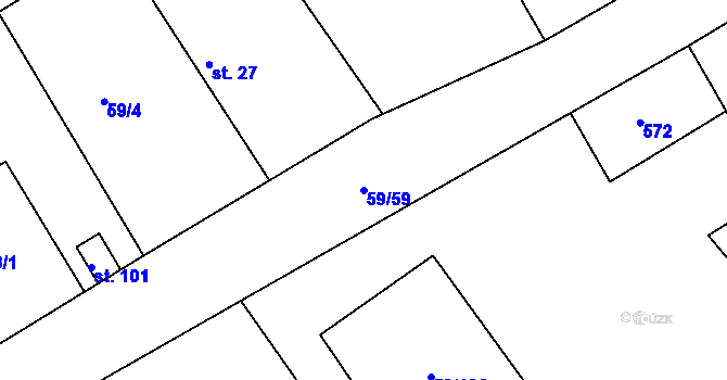 Parcela st. 59/59 v KÚ Loukonosy, Katastrální mapa