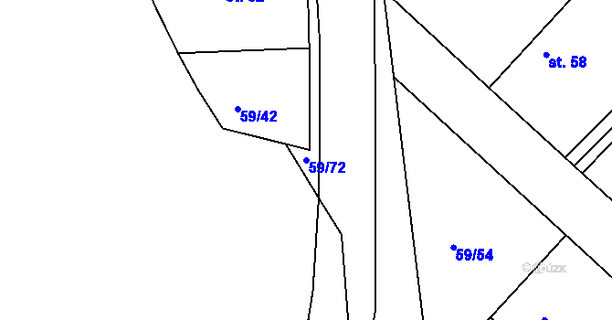 Parcela st. 59/72 v KÚ Loukonosy, Katastrální mapa