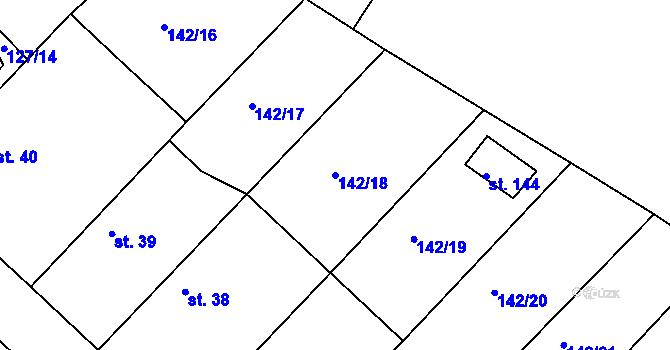 Parcela st. 142/18 v KÚ Loukonosy, Katastrální mapa