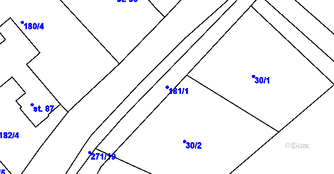 Parcela st. 181/1 v KÚ Loukonosy, Katastrální mapa