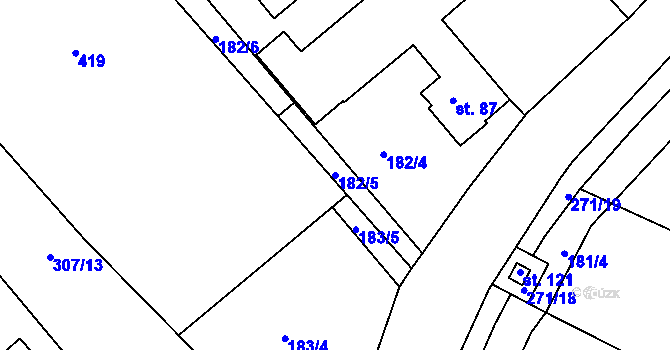 Parcela st. 182/5 v KÚ Loukonosy, Katastrální mapa