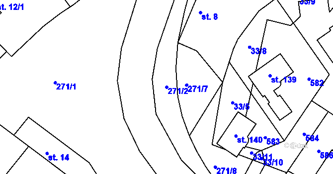 Parcela st. 271/2 v KÚ Loukonosy, Katastrální mapa