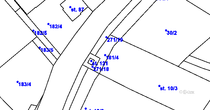 Parcela st. 181/4 v KÚ Loukonosy, Katastrální mapa
