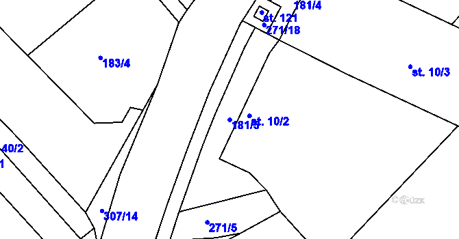 Parcela st. 181/5 v KÚ Loukonosy, Katastrální mapa