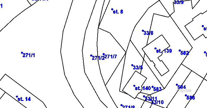 Parcela st. 271/7 v KÚ Loukonosy, Katastrální mapa