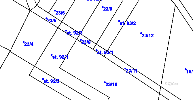 Parcela st. 93/1 v KÚ Loukonosy, Katastrální mapa