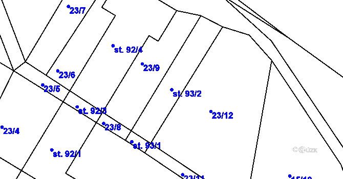 Parcela st. 93/2 v KÚ Loukonosy, Katastrální mapa