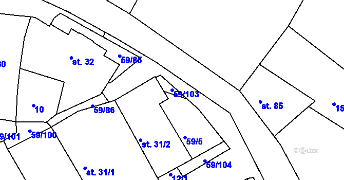 Parcela st. 59/103 v KÚ Loukonosy, Katastrální mapa