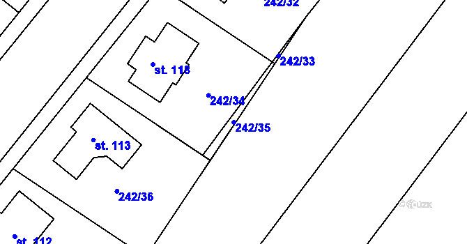Parcela st. 242/35 v KÚ Loukonosy, Katastrální mapa