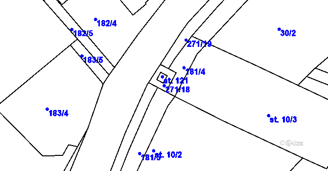 Parcela st. 271/18 v KÚ Loukonosy, Katastrální mapa