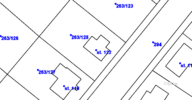 Parcela st. 122 v KÚ Loukonosy, Katastrální mapa