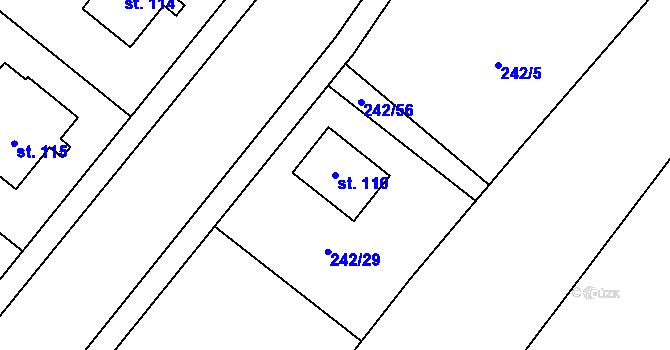 Parcela st. 110 v KÚ Loukonosy, Katastrální mapa