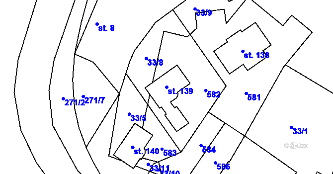 Parcela st. 139 v KÚ Loukonosy, Katastrální mapa