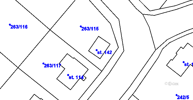 Parcela st. 142 v KÚ Loukonosy, Katastrální mapa