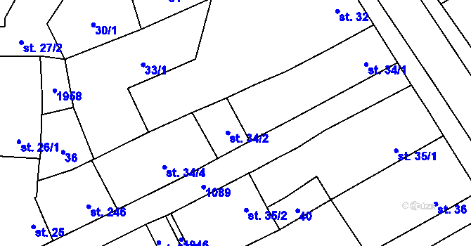 Parcela st. 34/2 v KÚ Žiželice nad Cidlinou, Katastrální mapa