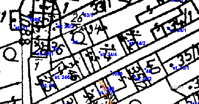 Parcela st. 34/4 v KÚ Žiželice nad Cidlinou, Katastrální mapa