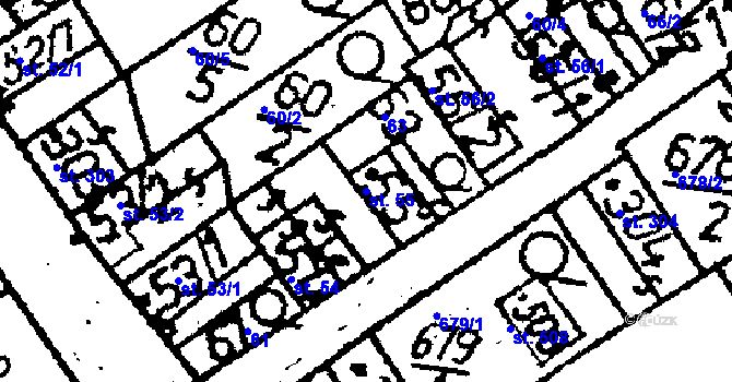 Parcela st. 55 v KÚ Žiželice nad Cidlinou, Katastrální mapa