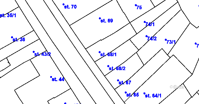 Parcela st. 68/1 v KÚ Žiželice nad Cidlinou, Katastrální mapa