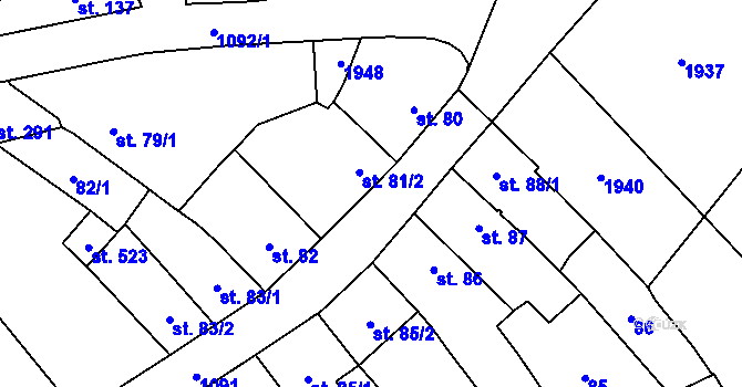 Parcela st. 81/2 v KÚ Žiželice nad Cidlinou, Katastrální mapa