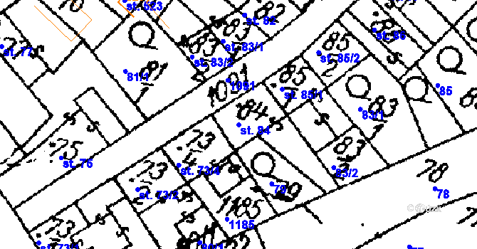 Parcela st. 84 v KÚ Žiželice nad Cidlinou, Katastrální mapa