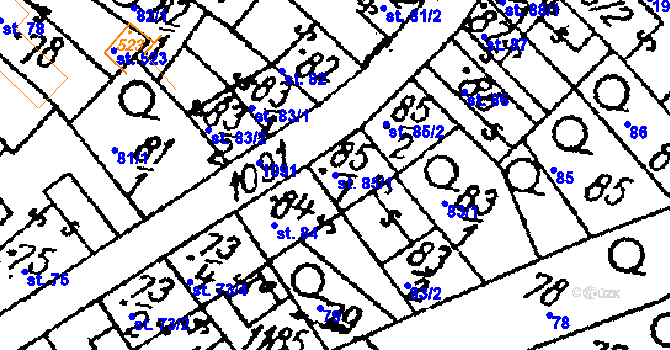Parcela st. 85/1 v KÚ Žiželice nad Cidlinou, Katastrální mapa