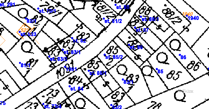 Parcela st. 85/2 v KÚ Žiželice nad Cidlinou, Katastrální mapa