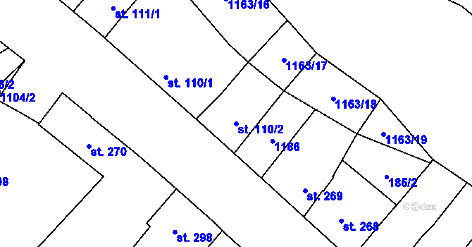 Parcela st. 110/2 v KÚ Žiželice nad Cidlinou, Katastrální mapa