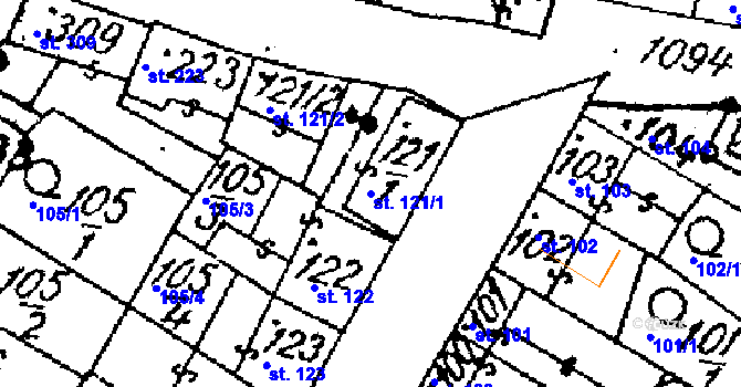Parcela st. 121/1 v KÚ Žiželice nad Cidlinou, Katastrální mapa