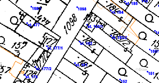 Parcela st. 182 v KÚ Žiželice nad Cidlinou, Katastrální mapa