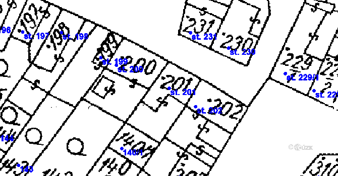 Parcela st. 201 v KÚ Žiželice nad Cidlinou, Katastrální mapa