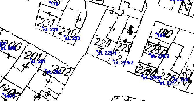 Parcela st. 229/1 v KÚ Žiželice nad Cidlinou, Katastrální mapa