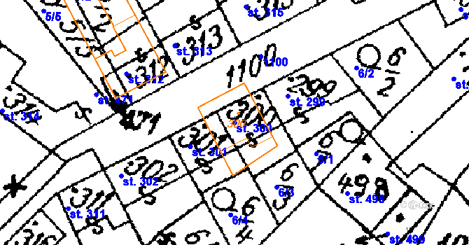 Parcela st. 300 v KÚ Žiželice nad Cidlinou, Katastrální mapa