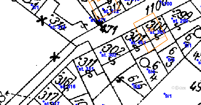 Parcela st. 302 v KÚ Žiželice nad Cidlinou, Katastrální mapa