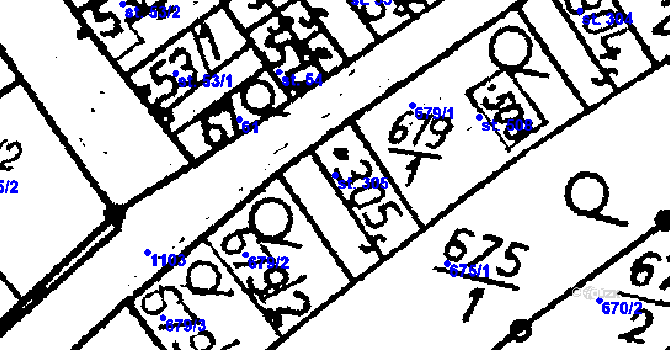 Parcela st. 305 v KÚ Žiželice nad Cidlinou, Katastrální mapa