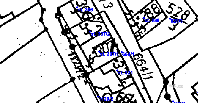 Parcela st. 307/1 v KÚ Žiželice nad Cidlinou, Katastrální mapa