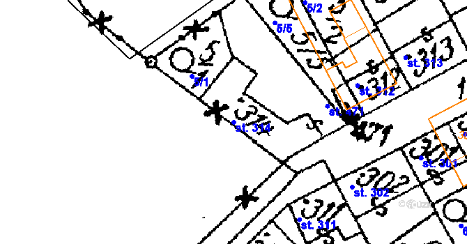 Parcela st. 314 v KÚ Žiželice nad Cidlinou, Katastrální mapa