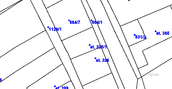 Parcela st. 325/1 v KÚ Žiželice nad Cidlinou, Katastrální mapa