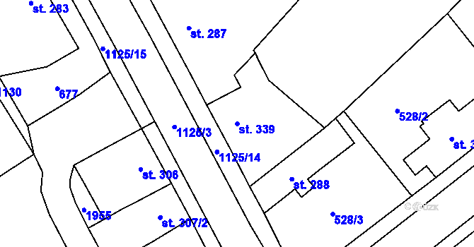 Parcela st. 339 v KÚ Žiželice nad Cidlinou, Katastrální mapa