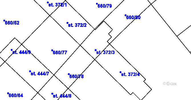 Parcela st. 372/3 v KÚ Žiželice nad Cidlinou, Katastrální mapa
