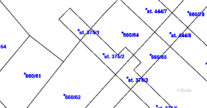Parcela st. 375/2 v KÚ Žiželice nad Cidlinou, Katastrální mapa