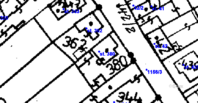 Parcela st. 380 v KÚ Žiželice nad Cidlinou, Katastrální mapa