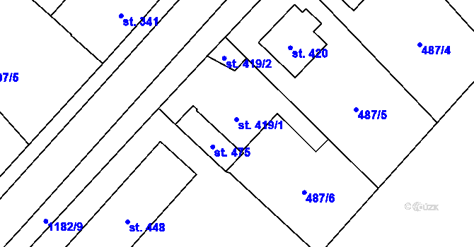 Parcela st. 419 v KÚ Žiželice nad Cidlinou, Katastrální mapa