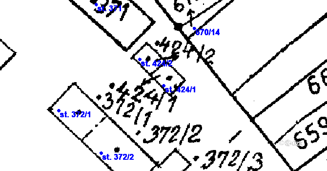 Parcela st. 424/1 v KÚ Žiželice nad Cidlinou, Katastrální mapa