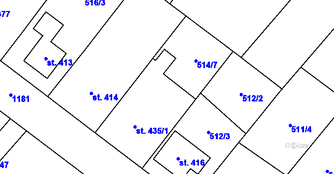 Parcela st. 435/2 v KÚ Žiželice nad Cidlinou, Katastrální mapa
